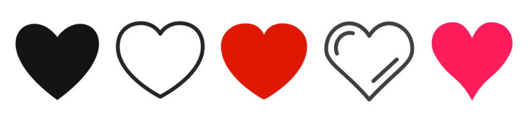Set of different hearts icon, heart drawn hand variations – stock vector