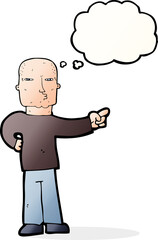 cartoon pointing man with thought bubble
