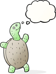 cartoon happy turtle with thought bubble