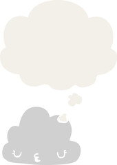 cute cartoon cloud and thought bubble in retro style