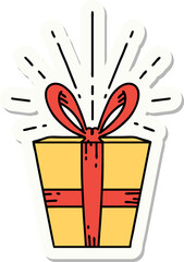 sticker of tattoo style christmas present