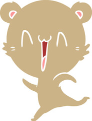 happy bear running flat color style cartoon