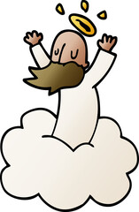 cartoon doodle god on cloud