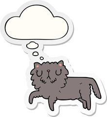cartoon cat and thought bubble as a printed sticker