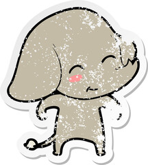 distressed sticker of a cute cartoon elephant