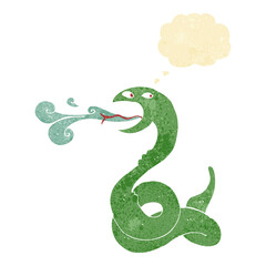 cartoon hissing snake with thought bubble