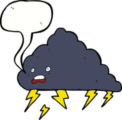 cartoon thundercloud with speech bubble