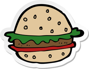 sticker of a cartoon hamburger