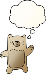cartoon bear and thought bubble in smooth gradient style