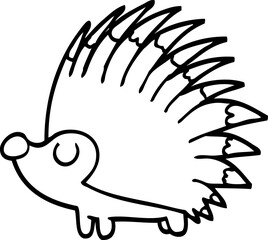 line drawing cartoon spiky hedgehog