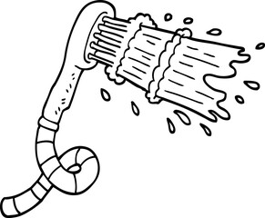 black and white cartoon shower head