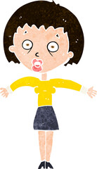 cartoon woman shrugging shoulders