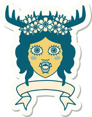 orc druid character face with banner sticker