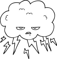 black and white cartoon thundercloud