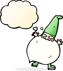 cartoon tiny santa with thought bubble