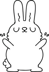 quirky line drawing cartoon rabbit