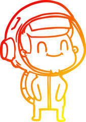 warm gradient line drawing happy cartoon astronaut man