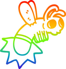rainbow gradient line drawing cartoon glow bug