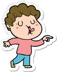 sticker of a cartoon man singing