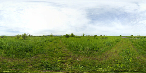 Rural area green grass HDRI Panorama