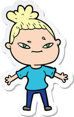 sticker of a cartoon woman
