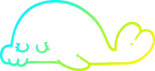 cold gradient line drawing cartoon seal
