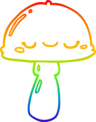 rainbow gradient line drawing cartoon mushroom