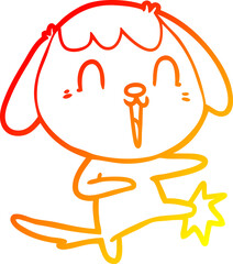 warm gradient line drawing cute cartoon dog