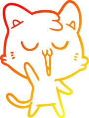 warm gradient line drawing cartoon cat singing
