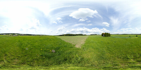 Fototapeta na wymiar Rural area green grass HDRI Panorama
