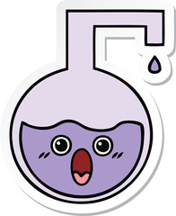 sticker of a cute cartoon science experiment