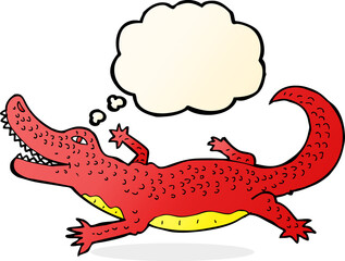 cartoon crocodile with thought bubble