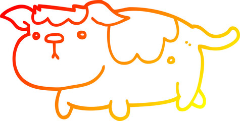 warm gradient line drawing cartoon dog