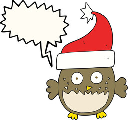 speech bubble cartoon owl wearing christmas hat