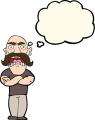 Fototapeta premium cartoon angry man with thought bubble