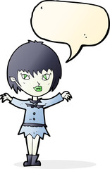 cartoon vampire girl with speech bubble