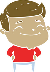 happy flat color style cartoon man