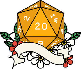 natural twenty D20 dice roll illustration