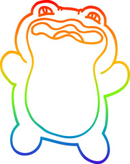 rainbow gradient line drawing cartoon frog