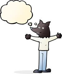 cartoon werewolf with thought bubble