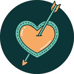 tattoo style icon of an arrow and heart