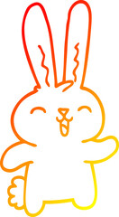 warm gradient line drawing cartoon happy rabbit