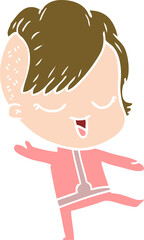 Obraz premium happy flat color style cartoon girl