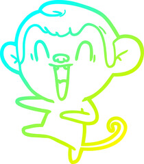 cold gradient line drawing cartoon laughing monkey