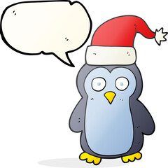 speech bubble cartoon christmas penguin