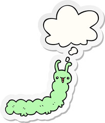 cartoon caterpillar and thought bubble as a printed sticker