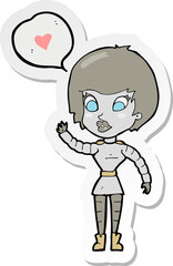sticker of a cartoon robot woman