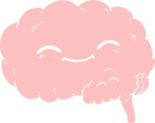 flat color style cartoon brain