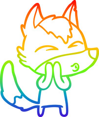 rainbow gradient line drawing cartoon wolf whistling