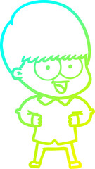 cold gradient line drawing happy cartoon boy